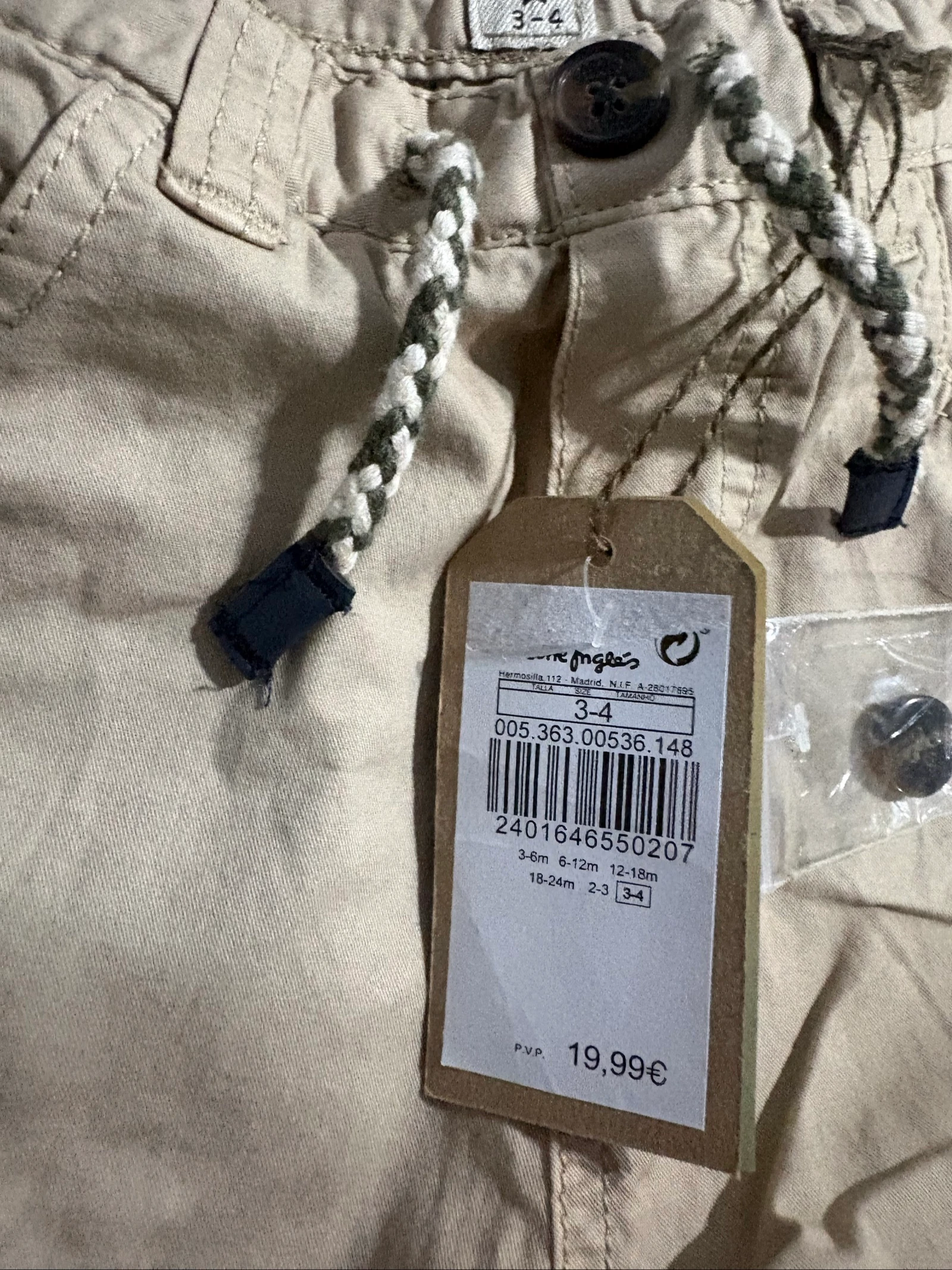 pantalon chino beige brotes el corte ingles nino 3 4 anos trousers pantalon beige 100cm – photo 4